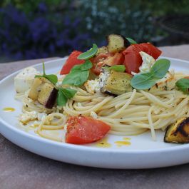 Spaghetti with Lemon Roasted Vegetables & Feta | buy online from Yorkshire  Rapeseed Oil